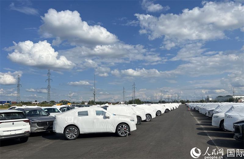 莫斯科別雷拉斯特物流中心內的中國品牌汽車。人民網(wǎng)記者 申佳平攝